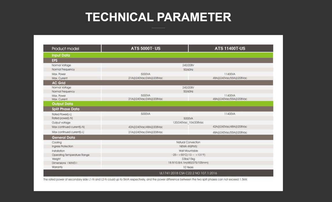 UL approved ATS-5000-US transformer UL approved 120/240