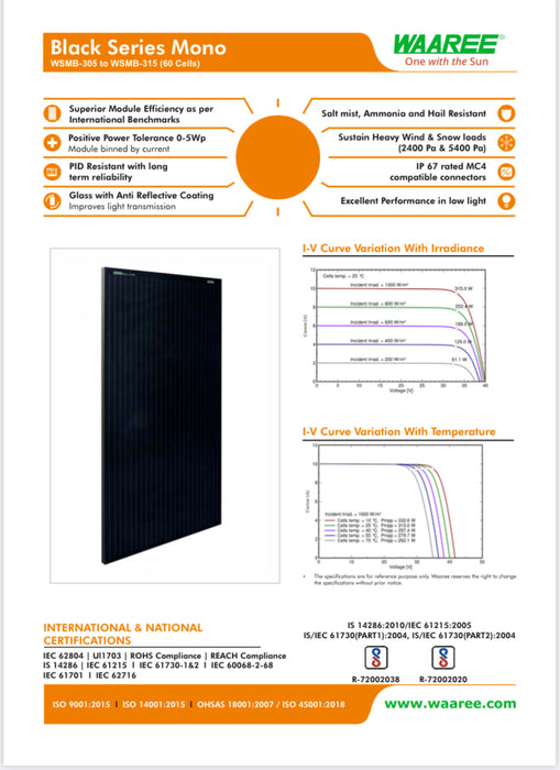 Waarree 305watt solar panels