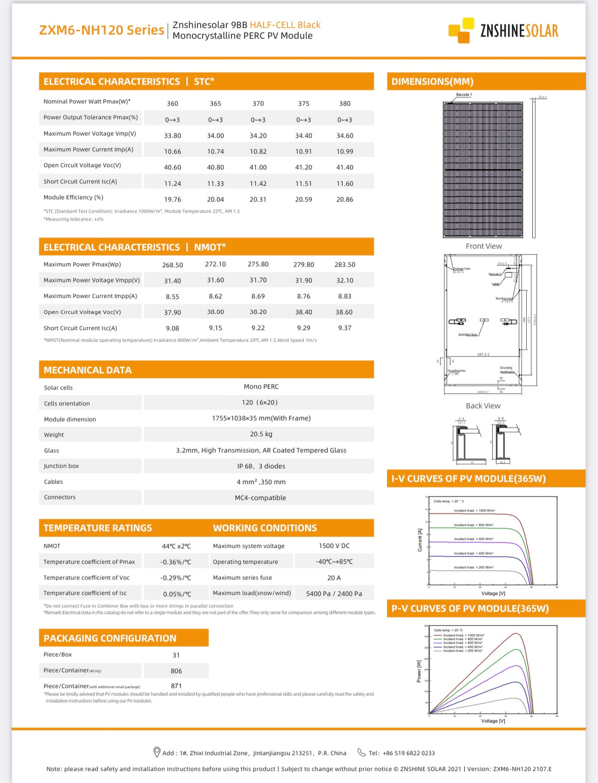 New grade A Zshine 370 mono black on black panel — Southwest solar