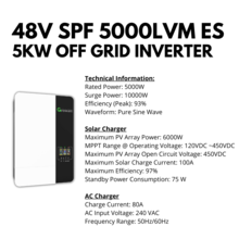 5kW Stackable 48V 240VAC 100A 450VDC Off-Grid Inverter by Growatt
